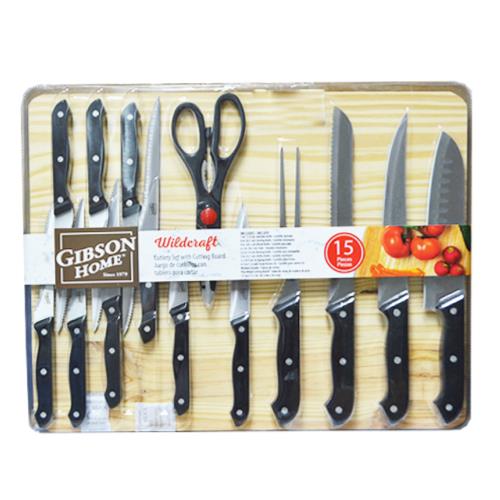 Gibson Wildcraft 15pc Kitchen Set W/ Wood Board