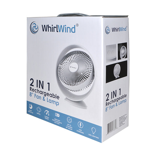 Whirlwind 8" 2 In 1 Box Fan & Lamp