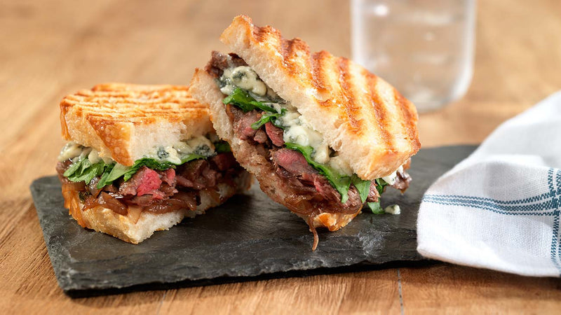 Blue Cheese and Caramelized Onion Flank Steak Panini