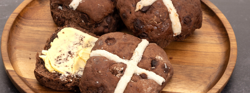 Spiced Triple Chocolate Hot Cross Buns