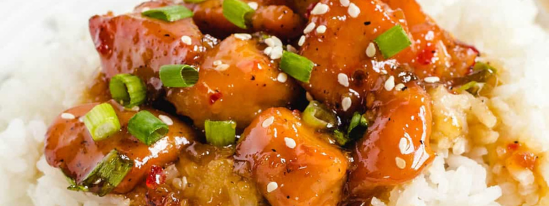 Sweet and Savory Delight: Honey Garlic Chicken Over White Jasmine Rice