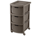 Rimax Wicker Look 3 Drawer Storage Cart