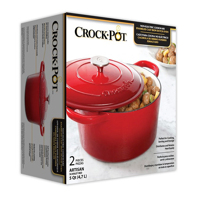 Crockpot 5qt Cast Iron Dutch Oven Pot