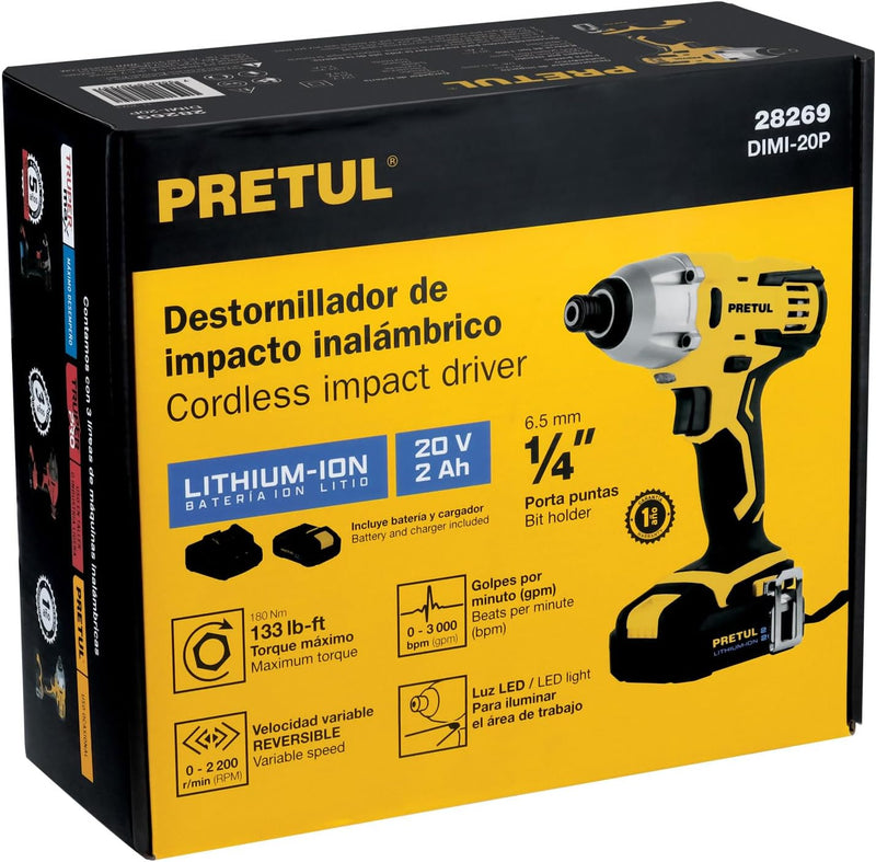 Pretul Cordless Impact Driver w/ 20V Lithium-Ion