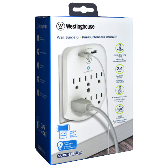 Westinghouse 6 Outlet Wall Adapter With USB