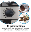 Hamilton Beach 2-14 Cup Burr Coffee Grinder with 18 Grind Settings