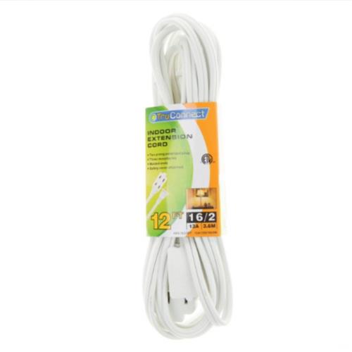 TruConnect 12ft Indoor Extension Cord (White)