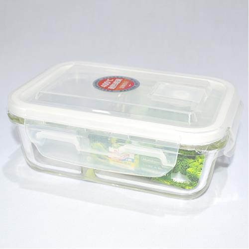 Glass 2 section storage dish w/snap lid 550 ML