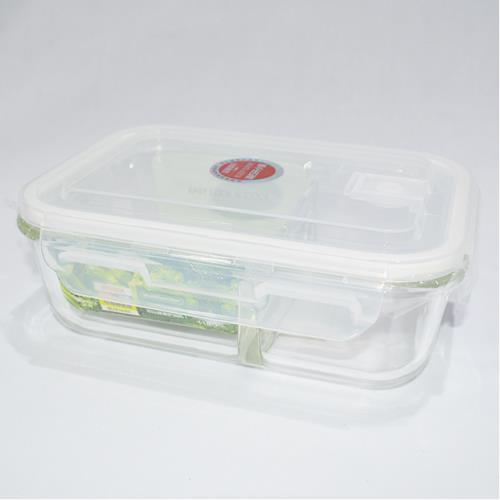Glass 2 section storage dish w/snap lid 1180 ML