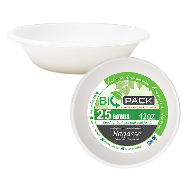 BioPack Bagasse 12oz Bowl  (25 Pack)