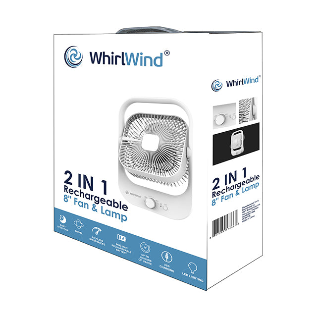 Whirlwind 8" Desk Fan With Lamp