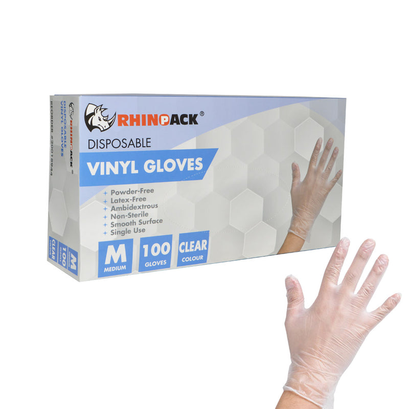 Rhinopack Disposable Vinyl Gloves 100pk (10pks / Case)