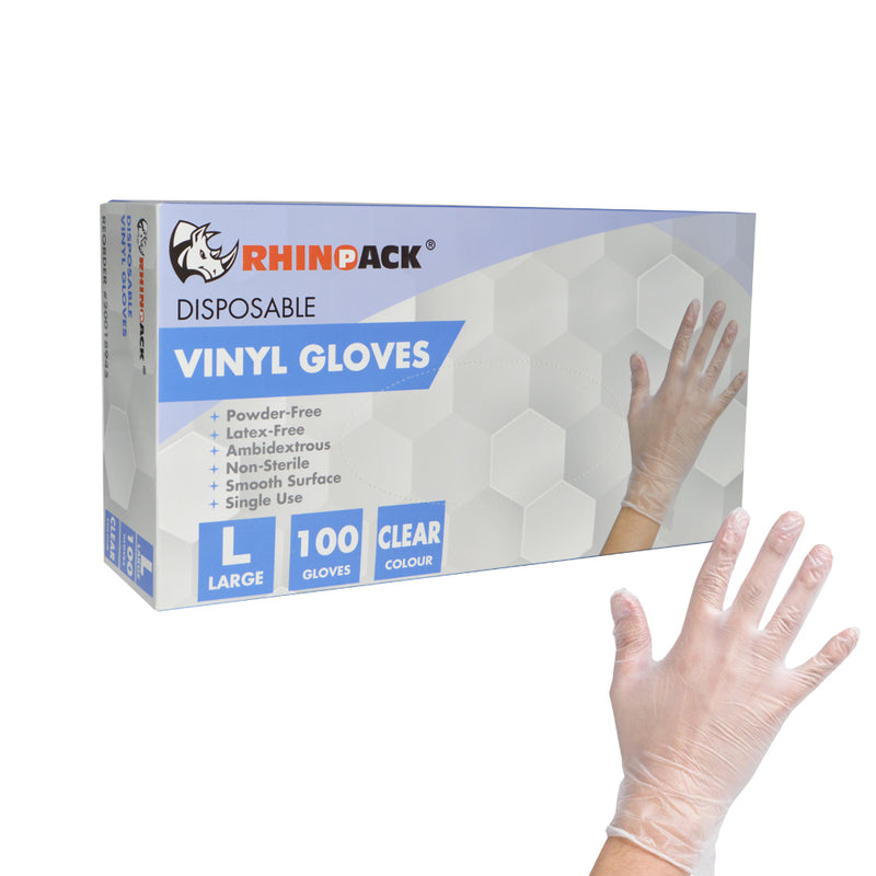 Rhinopack Disposable Vinyl Gloves 100pk (10pks / Case)