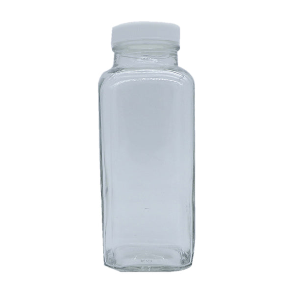 12oz French Square Glass Bottle With Screw Cap