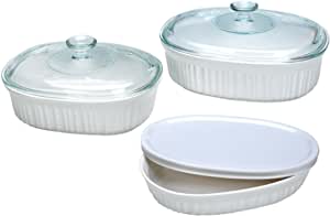 CorningWare French White 6 Piece Bakeware Oval Set