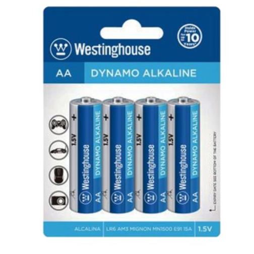 Westinghouse AA alkaline batteries 4pk