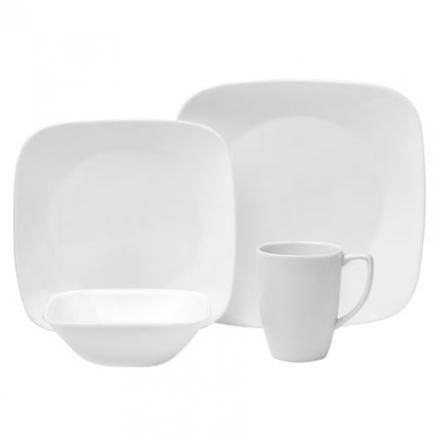 Corelle 16-Piece Square White Glass Dinnerware Set