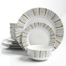 Gibson Home Classic Burst 12 Piece Dinnerware Set, White